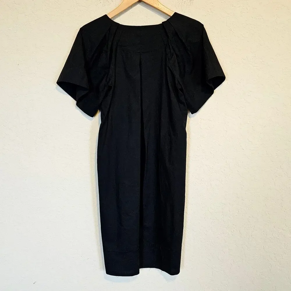 Madewell V-Neck Mini Shirtdress Black Cotton Women's‎ XS Boho Chic Casual Summer